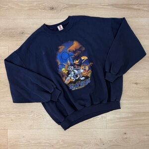 Six Flags Navy Blue Fast & Furious Vintage Looney Tunes Character Crewneck